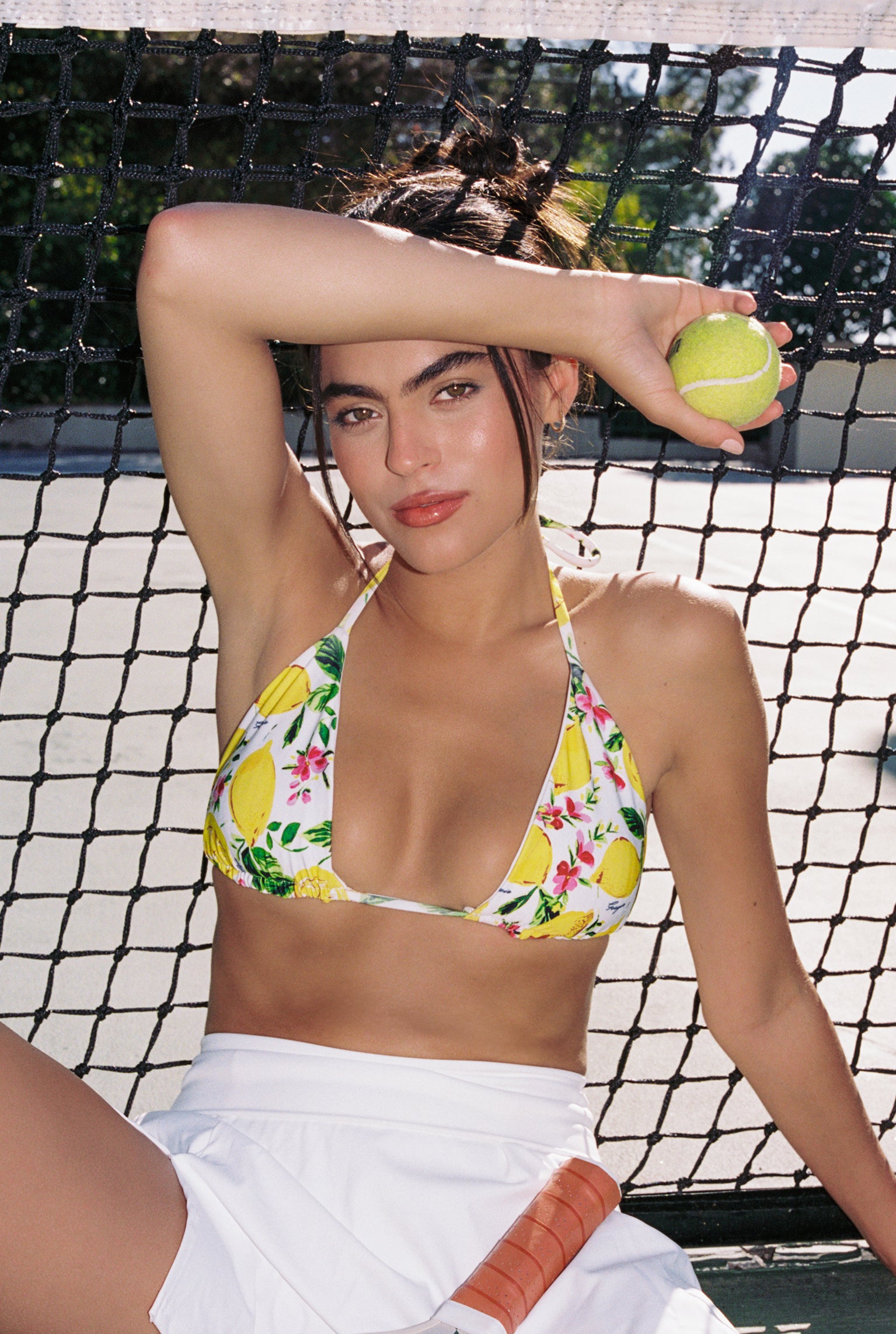 Triangle Top White Lemon Print